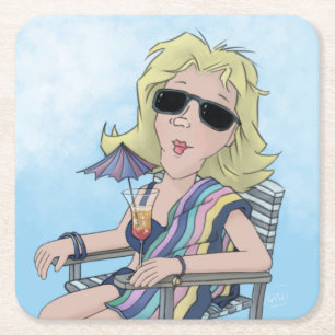 Strand Babe Vierkant Papier Onderzetter