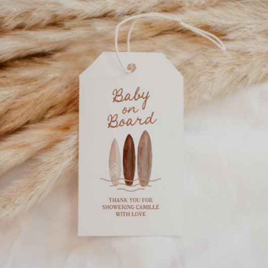 Strand Baby aan boord Baby shower Dank u Cadeaulabel