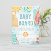 Strand Baby aan boord Baby shower Uitnodiging (Staand voorkant)