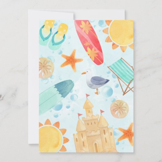 Strand Baby aan boord Baby shower Uitnodiging (Achterkant)