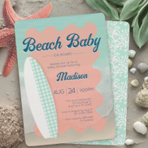 Strand Baby aan boord Coral Mint Gingham Baby show