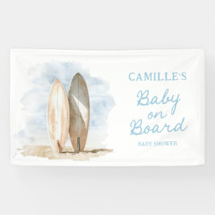 Strand Baby aan boord Jongen Baby shower Spandoek