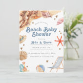 Strand Baby Boy Baby shower Uitnodiging Waterverf (Staand voorkant)