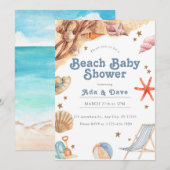 Strand Baby Boy Baby shower Uitnodiging Waterverf (Voorkant / Achterkant)
