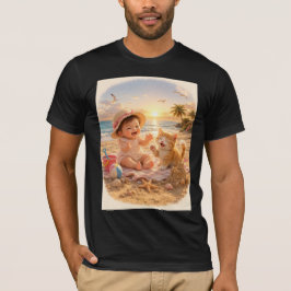 Strand Baby en Kitten Zandkasteel Vreugde T-shirt