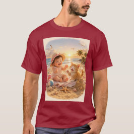 Strand Baby en Kittensandkasteel Vreugde T-shirt