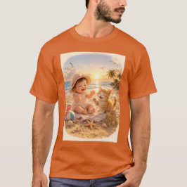 Strand Baby en Kittensandkasteel Vreugde T-shirt