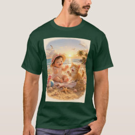 Strand Baby en Kittensandkasteel Vreugde T-shirt