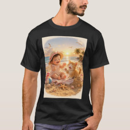 Strand Baby en Kittensandkasteel Vreugde T-shirt
