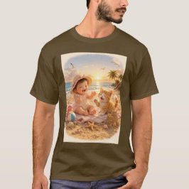 Strand Baby en Kittensandkasteel Vreugde T-shirt