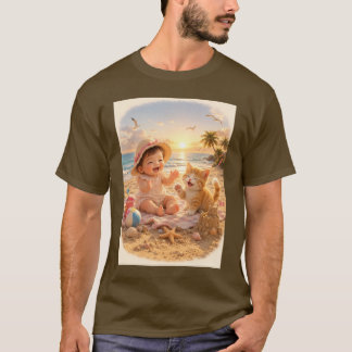 Strand Baby en Kittensandkasteel Vreugde T-shirt