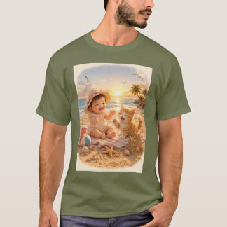 Strand Baby en Kittensandkasteel Vreugde T-shirt