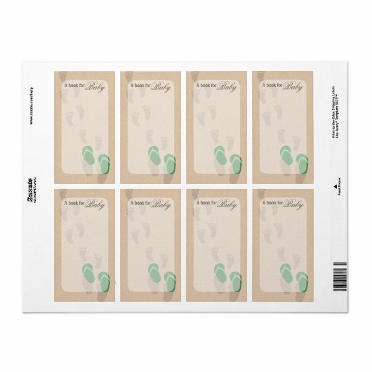 Strand Baby Footprints Boek Labels (Full Sheet)