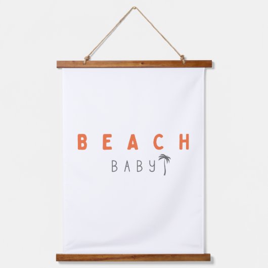 Strand baby. Houten wandtapijt hanger Hangend Wandkleed (Voorkant)