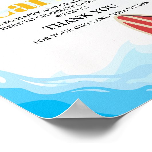 Strand Baby Kaart & Gift Dank u Baby shower teken Poster (Hoek)