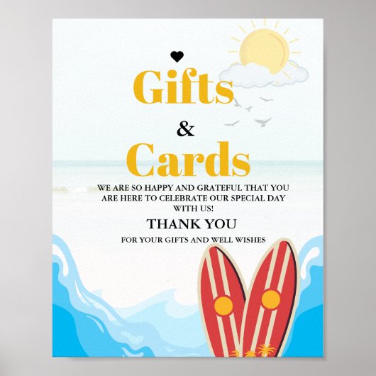 Strand Baby Kaart & Gift Dank u Baby shower teken Poster (Voorkant)