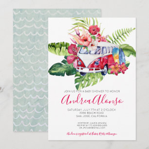Strand Baby Meisje Tropische Baby Shower Uitnodigi Kaart