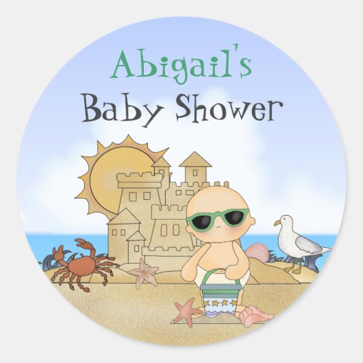 Strand Baby Neutrale Baby shower Stickers (Voorkant)
