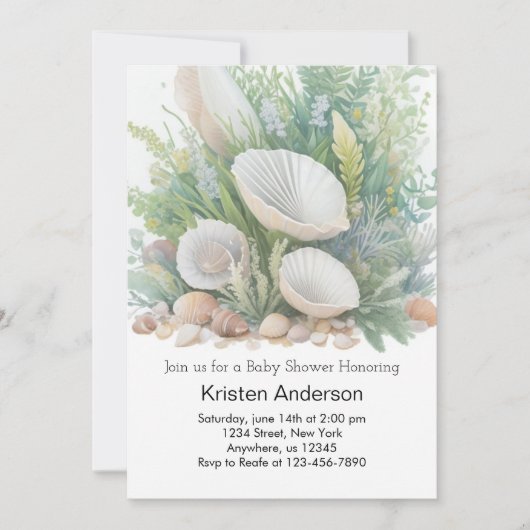 Strand Baby shower aan de oceaan Kaart (Voorkant)