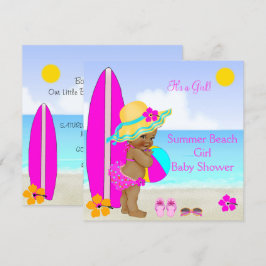 Strand Baby Shower Meisje Roze Teal Blauwe Etnisch Kaart
