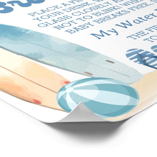 Strand Baby shower Mijn Water Broke spel Poster (Hoek)