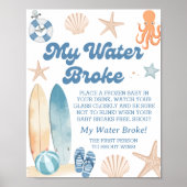 Strand Baby shower Mijn Water Broke spel Poster (Voorkant)