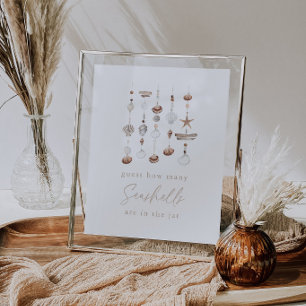 Strand Baby Shower Raad Hoeveel Schelpen Spel Poster