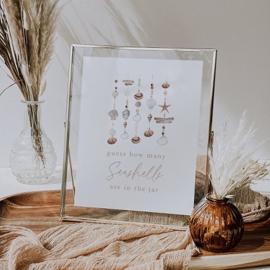 Strand Baby Shower Raad Hoeveel Schelpen Spel Poster