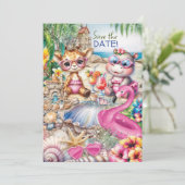 Strand Baby shower Save the Date Kaart (Staand voorkant)