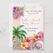 Strand Baby shower Save the Date Kaart (Achterkant)