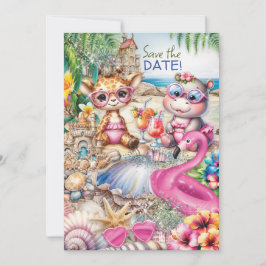 Strand Baby shower Save the Date Kaart