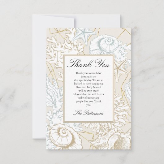 Strand Baby shower Seashell Nautische Oceaan Bedankkaart (Voorkant)