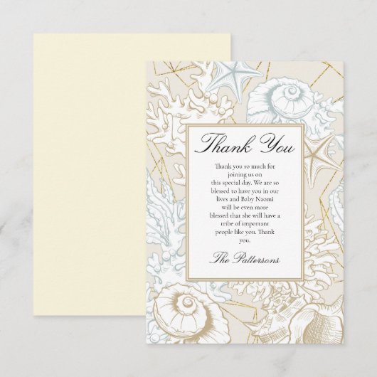 Strand Baby shower Seashell Nautische Oceaan Bedankkaart (Voorkant / Achterkant)