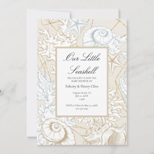 Strand Baby shower Seashell Nautische Oceaan Kaart (Voorkant)