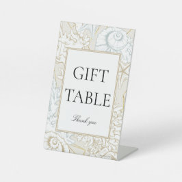 Strand Baby shower Seashell Nautische Oceaan Menu Reclamebord Met Voetstuk