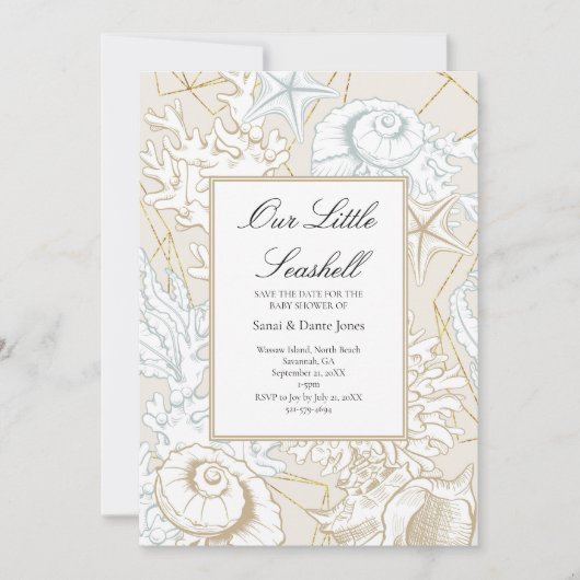 Strand Baby shower Seashell Nautische Oceaan Save The Date (Voorkant)