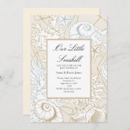 Strand Baby shower Seashell Nautische Oceaan Save The Date