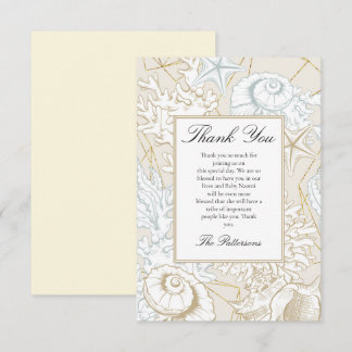 Strand Baby Shower Zeeschelp Nautilisch Oceaan Bedankkaart