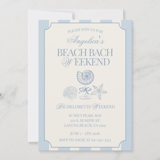 Strand Bach Weekend vrijgezellenfeest Itinerarium Kaart (Voorkant)