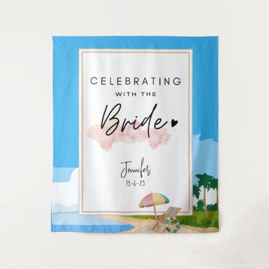 Strand Bachelorette achtergrond voor Hens Party Wandkleed (Voorkant)