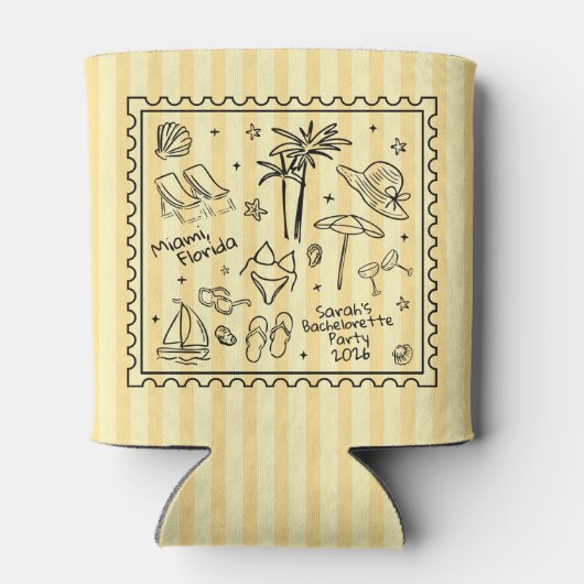 Strand Bachelorette Kan Koeler – Retro Strepen (Achterkant)