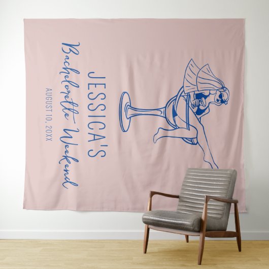 Strand Bachelorette merg bruid Achtergrond Fotocab Wandkleed (In Situ (horizontaal))