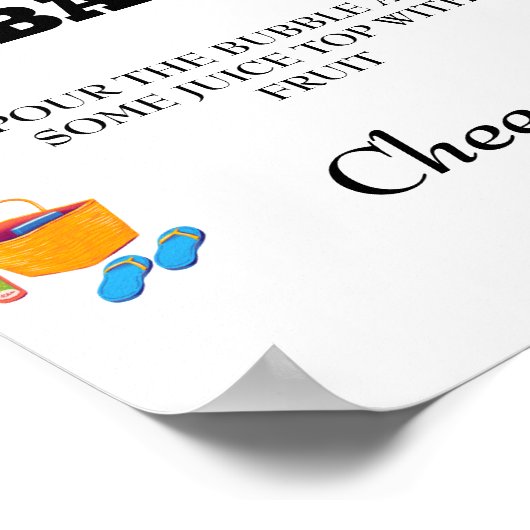 Strand Bachelorette Mimosa Bar Tafelbord Poster (Hoek)