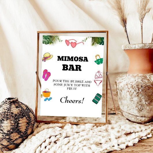 Strand Bachelorette Mimosa Bar Tafelbord Poster