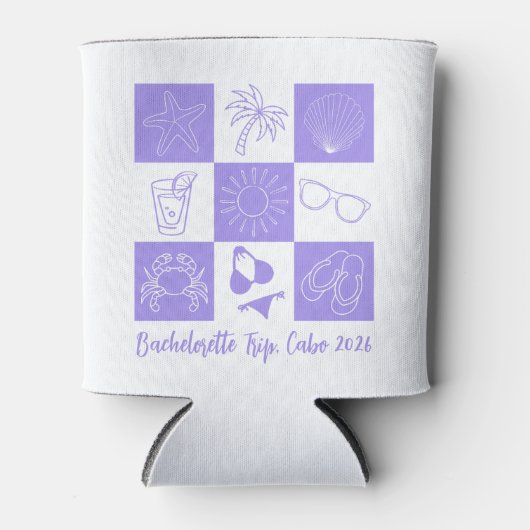 Strand Bachelorette Paars Blikjeskoeler (Voorkant)