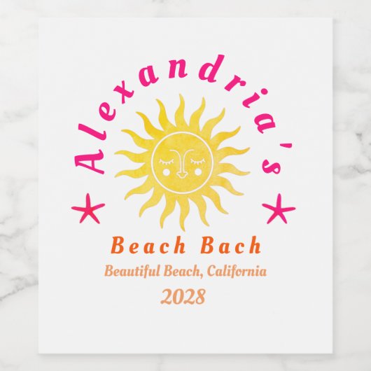 Strand Bachelorette Party Boho Sun Wijn Etiket (Enkel label)