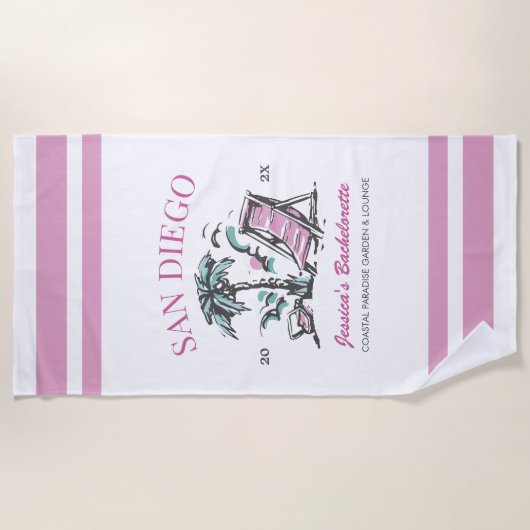Strand Bachelorette Party  bruidsmeisje Custom Strandlaken (Voorkant)