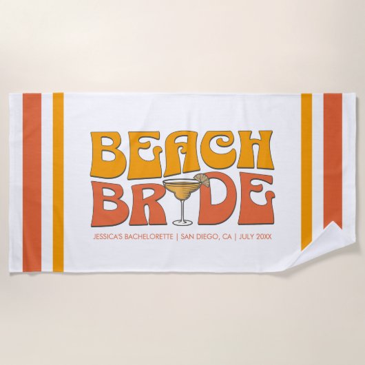 Strand Bachelorette Party Groovy Beach Bride Custo Strandlaken (Voorkant)