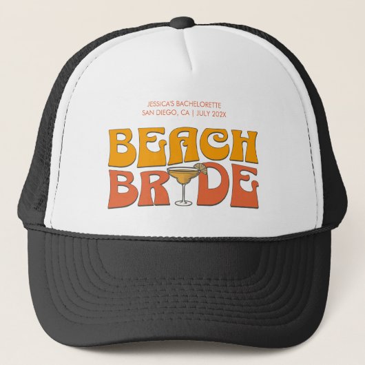 Strand Bachelorette Party Groovy bruid's stranden Trucker Pet (Voorkant)
