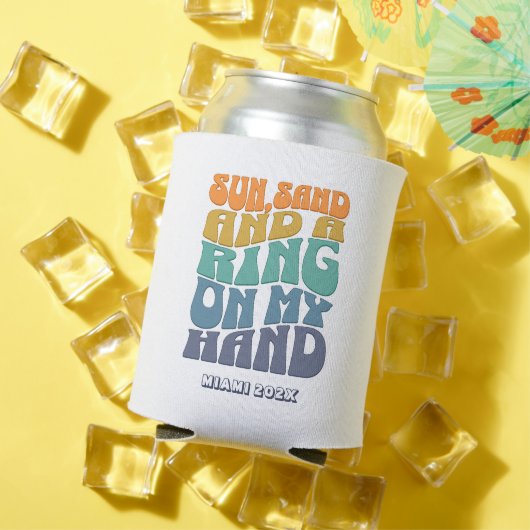 Strand Bachelorette Party Groovy Retro Beach Bride Blikjeskoeler (Insitu Zomer)